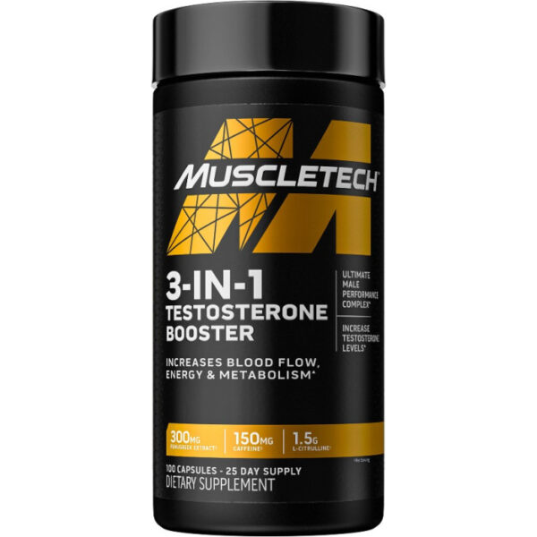 MuscleTech, 3-in-1 Testosterone Booster, 100 Capsules